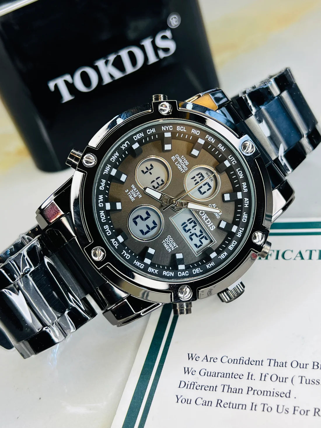 Black Metal Digital Analogue Tokdis Watch