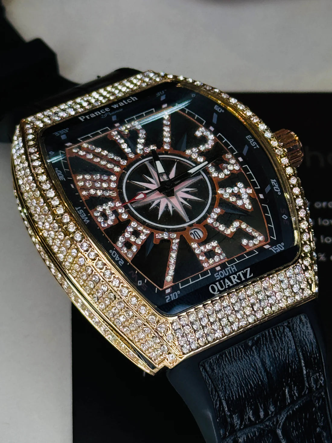 Vanguard Black Rose Gold Iced Frank Muller Watch