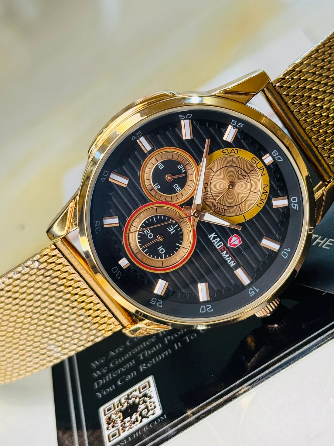 Kademan Rose Gold Mesh Chronograph Premium Watch