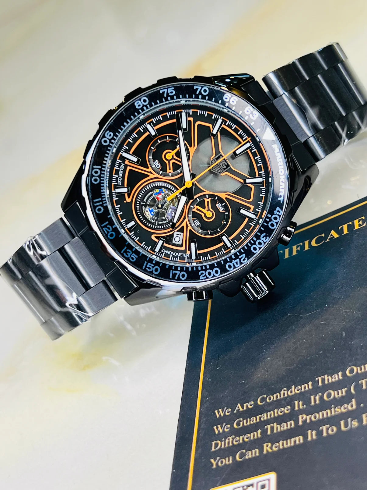 Tag Heur Black Orange Chronograph Watch