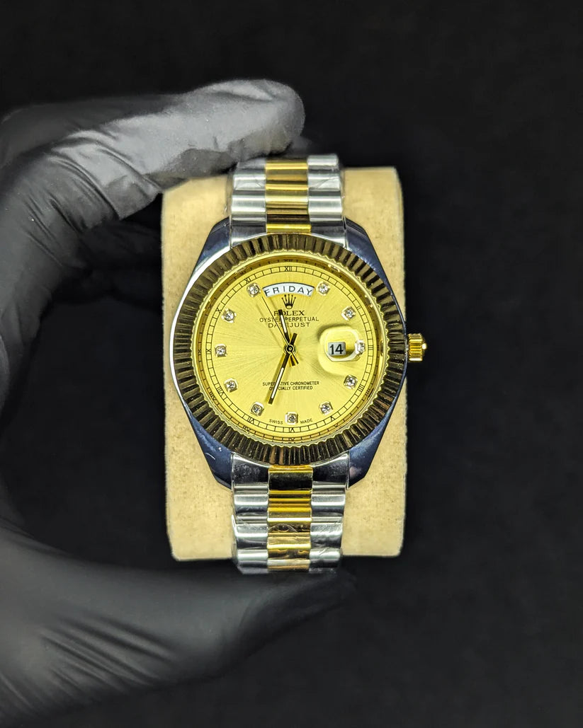 RLX Day & Date Two-Tone Stainless Steel Watch - Golden Dial