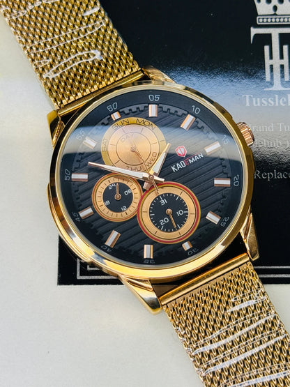 Kademan Rose Gold Mesh Chronograph Premium Watch