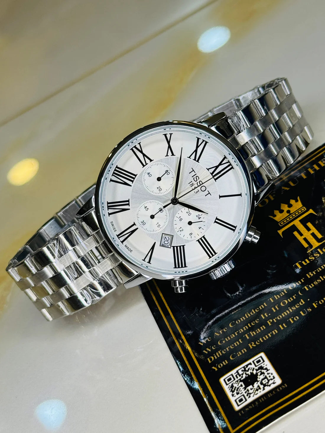 Roman Silver Chain Chronograph Dial Tissot Watch