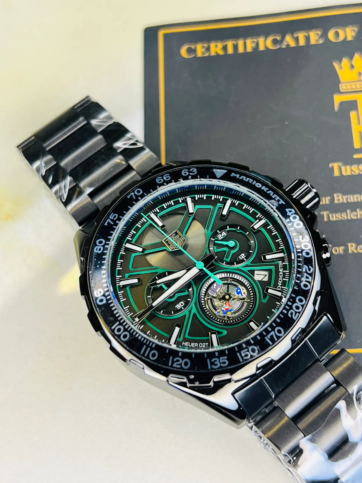 Tag Heur Black Green Chronograph Watch