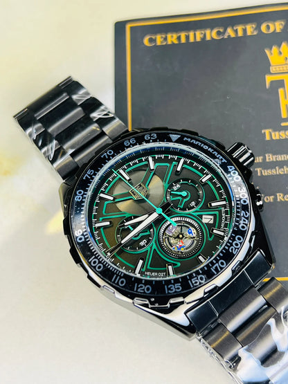 Tag Heur Black Green Chronograph Watch