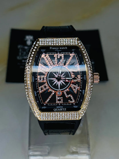 Vanguard Black Rose Gold Iced Frank Muller Watch