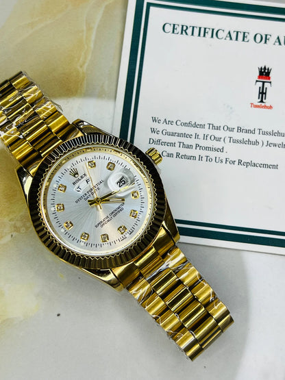Premium Day Date All Gold White Dial Watch
