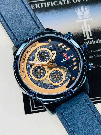 Kademan Tungsten Blue Chronograph Watch