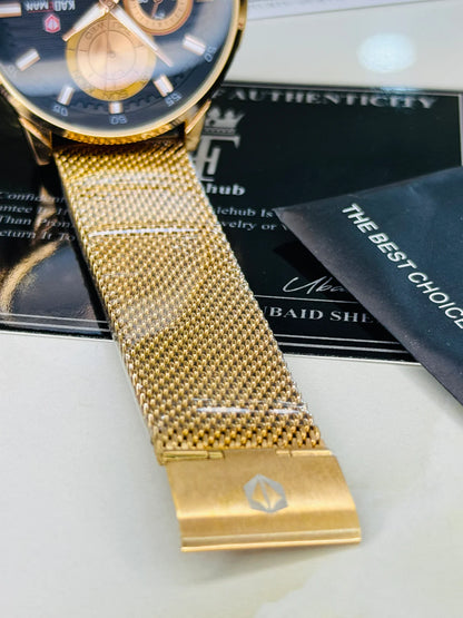 Kademan Rose Gold Mesh Chronograph Premium Watch