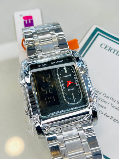 Skmei 3 Time Silver Watch