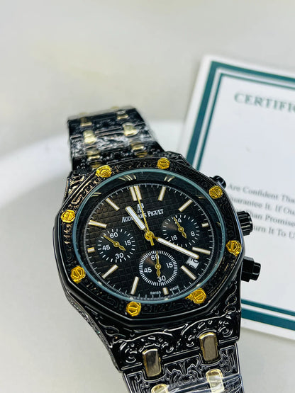 Calligraphic Dial Black AP Chronograph Watch