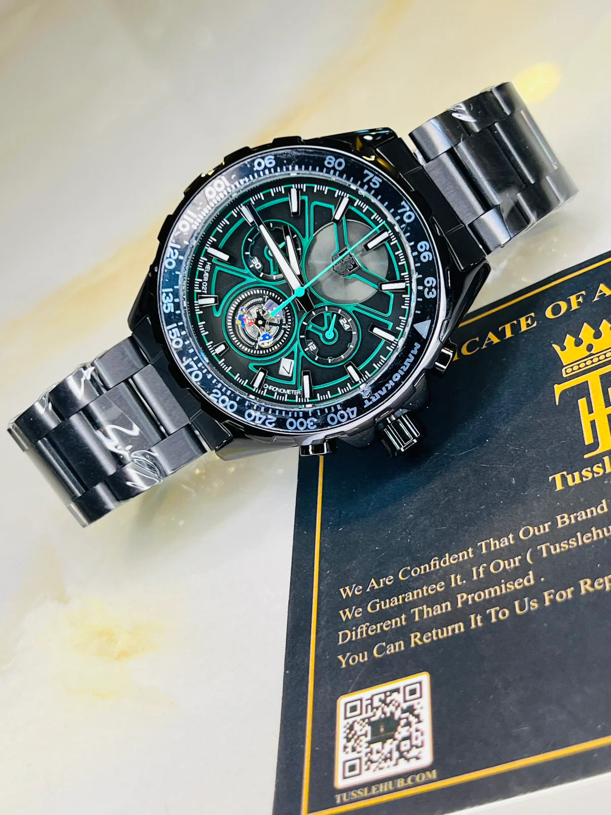 Tag Heur Black Green Chronograph Watch