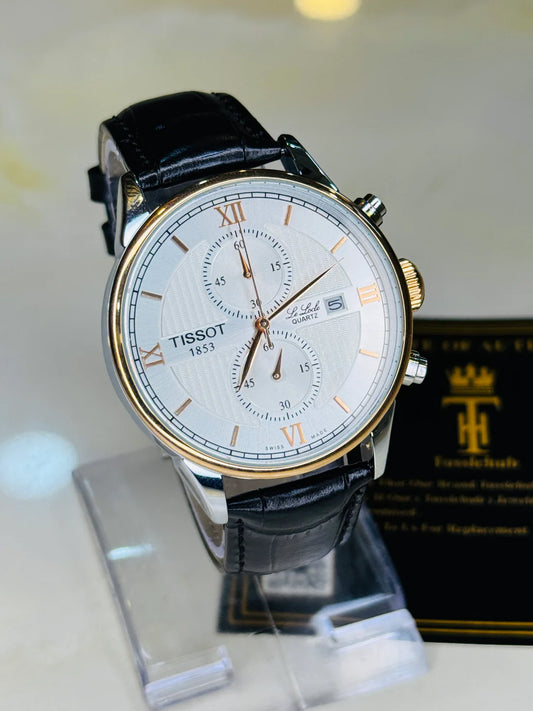Black Leather Chronograph Dial Tissot Watch