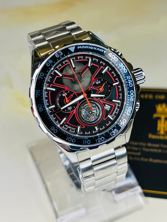 Tag Heur Silver Red Chronograph Watch