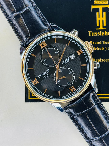 Black Leather Chronograph Dial Tissot Watch