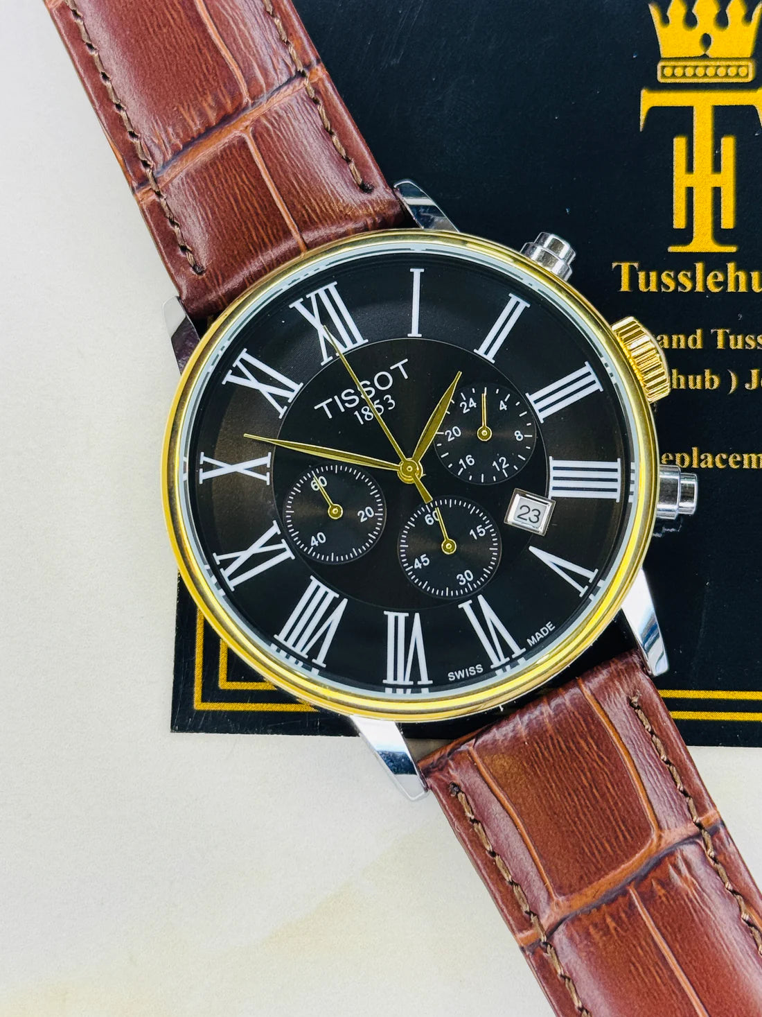 Roman Brown Leather Chronograph Dial Tissot Watch