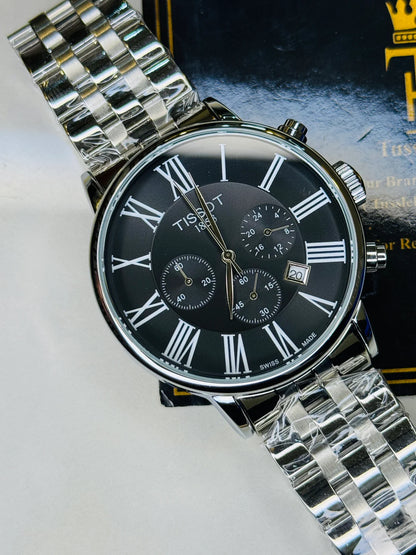 Roman Silver Chain Chronograph Dial Tissot Watch
