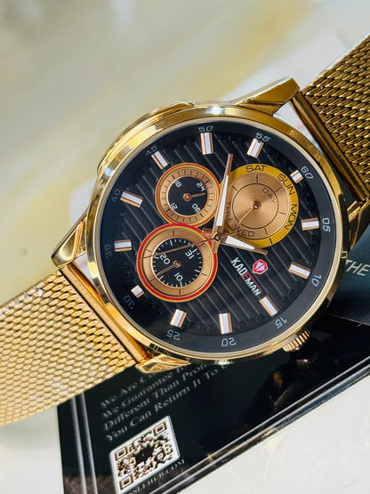 Kademan Rose Gold Mesh Chronograph Premium Watch
