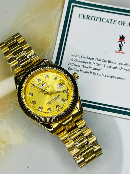 Premium Day Date All Gold Dial Watch