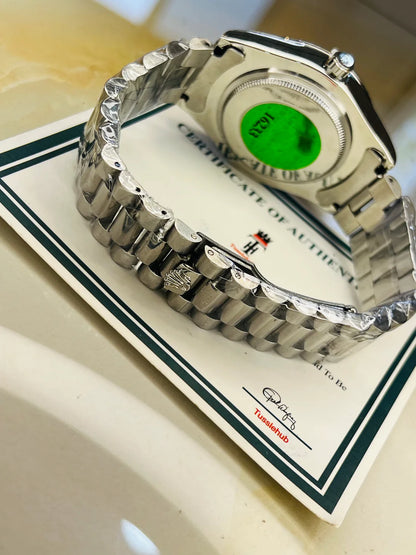 Premium Day Date Silver Black Dial Watch