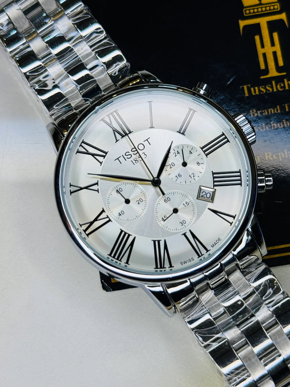 Roman Silver Chain Chronograph Dial Tissot Watch