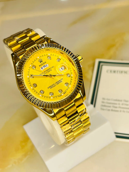 Premium Day Date All Gold Dial Watch