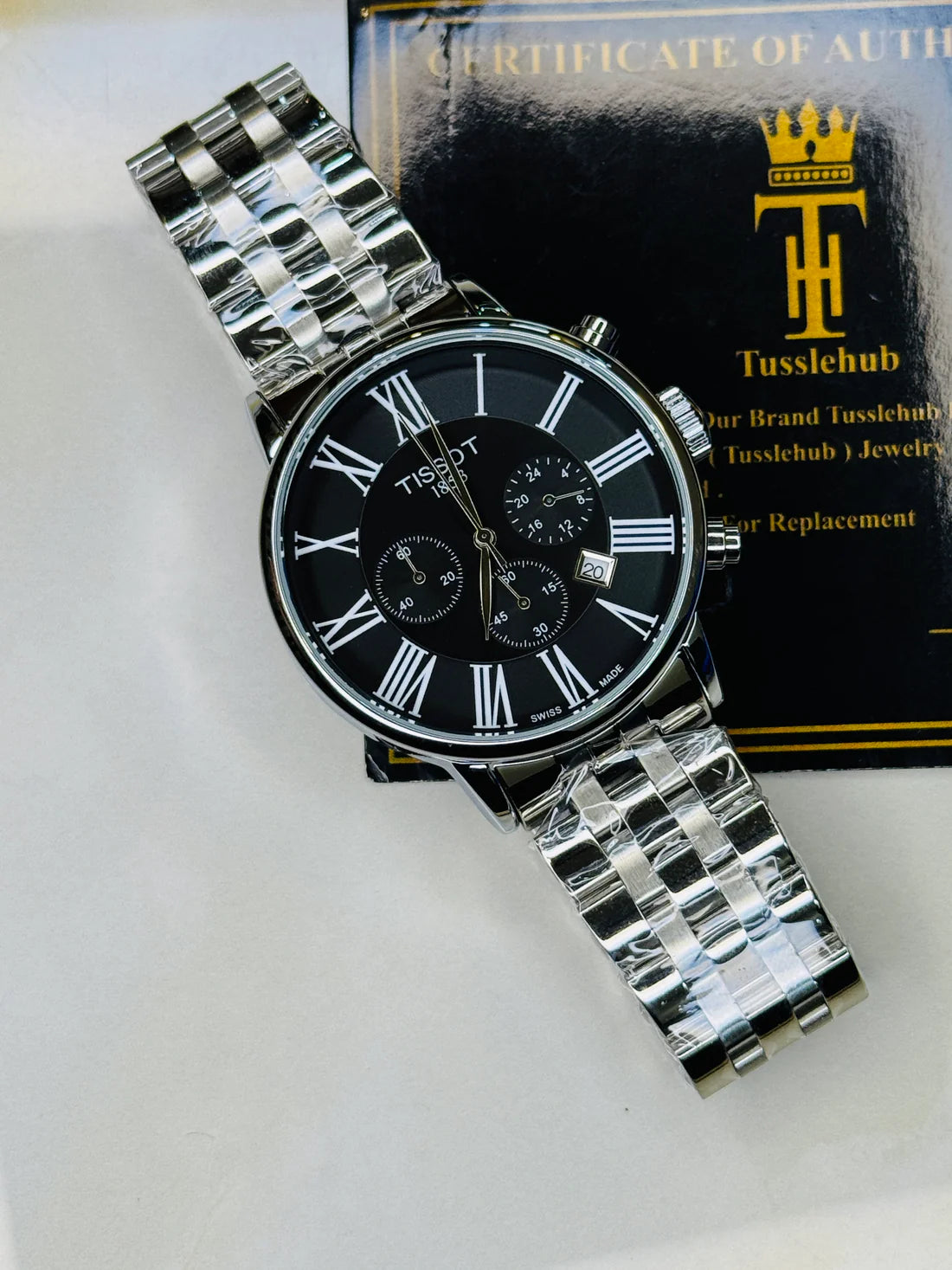 Roman Silver Chain Chronograph Dial Tissot Watch