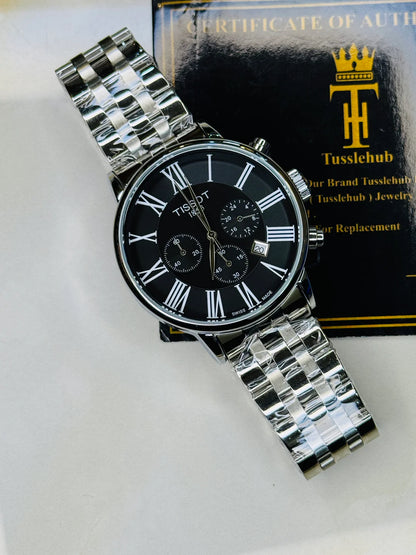 Roman Silver Chain Chronograph Dial Tissot Watch