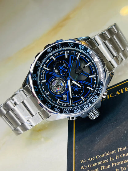 Tag Heur Silver Blue Chronograph Watch