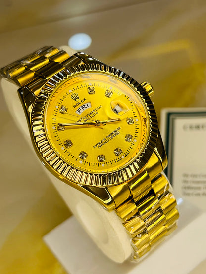 Premium Day Date All Gold Dial Watch