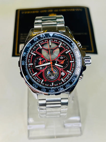 Tag Heur Silver Red Chronograph Watch