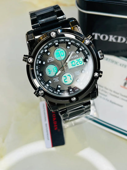 Black Metal Digital Analogue Tokdis Watch