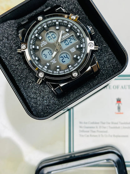 Black Metal Digital Analogue Tokdis Watch