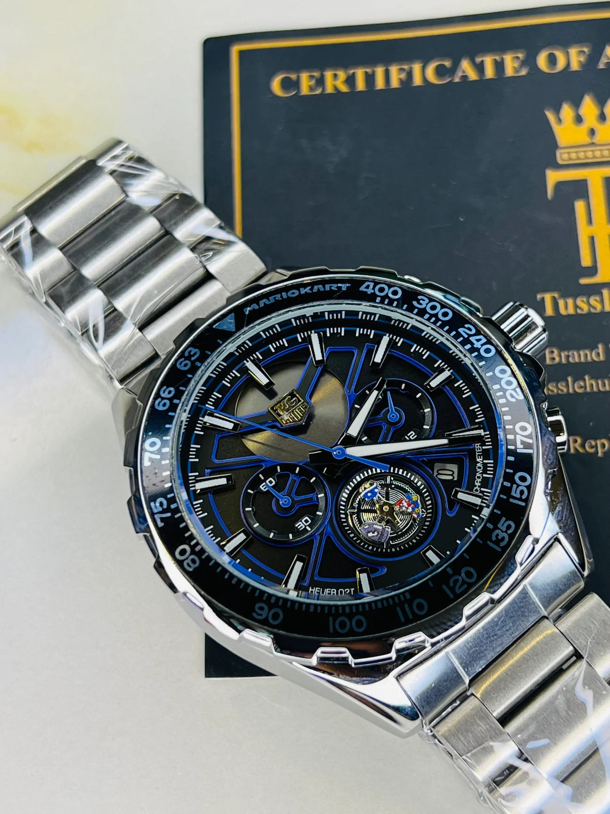 Tag Heur Silver Blue Chronograph Watch