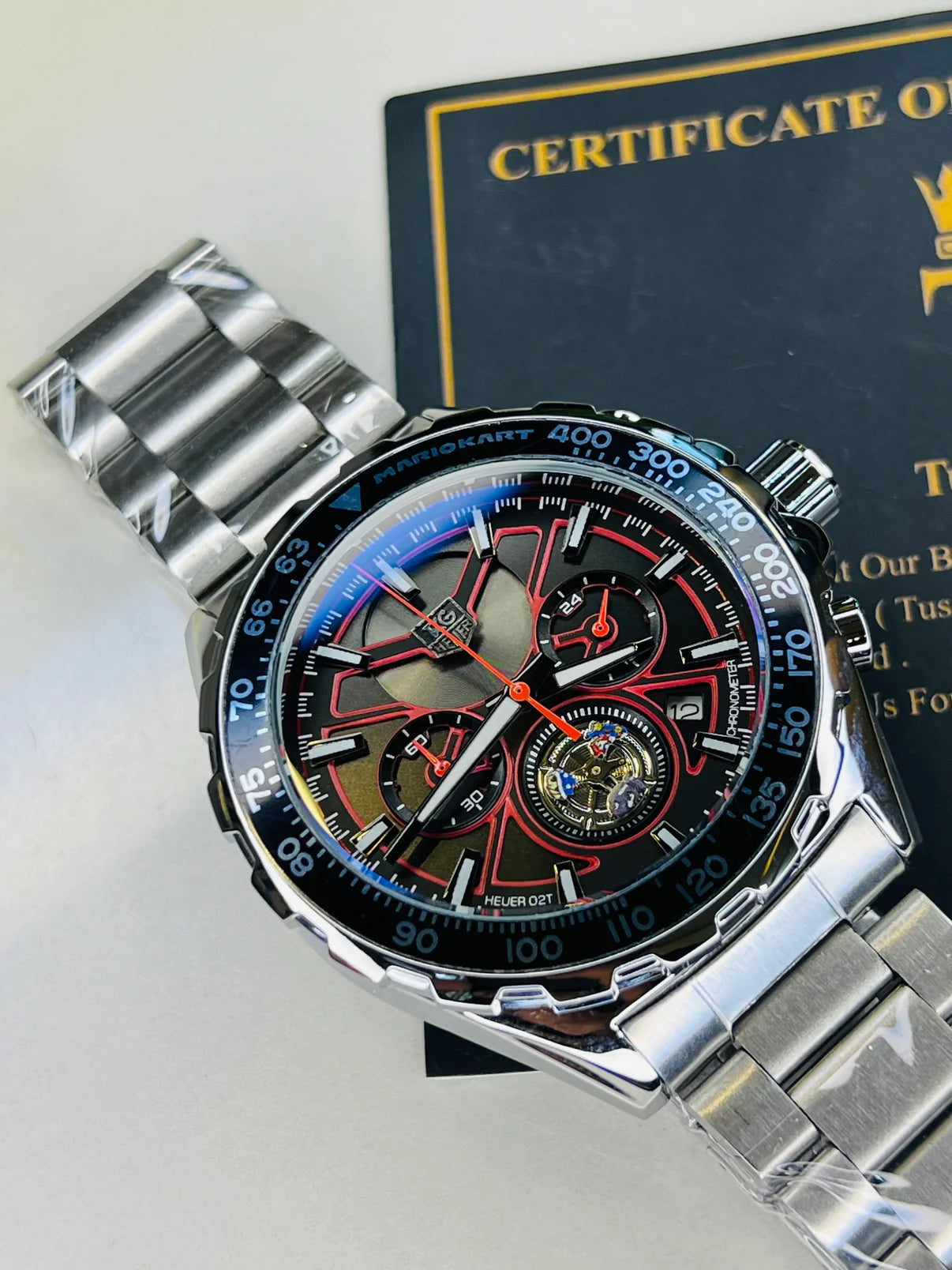 Tag Heur Silver Red Chronograph Watch