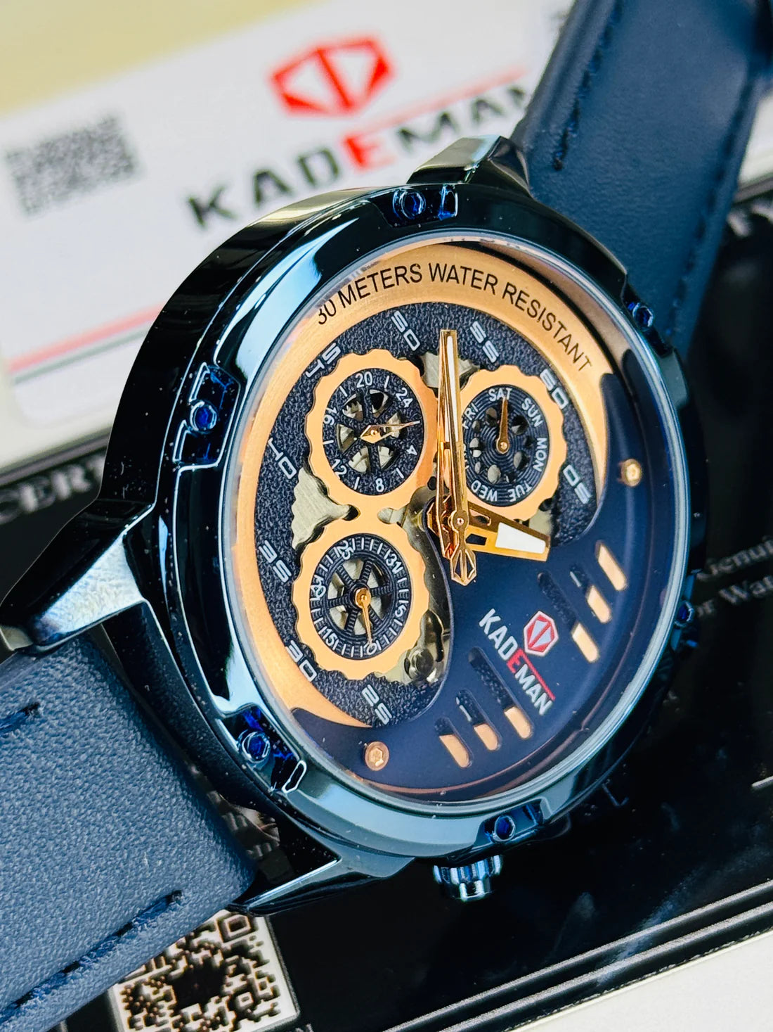 Kademan Tungsten Blue Chronograph Watch