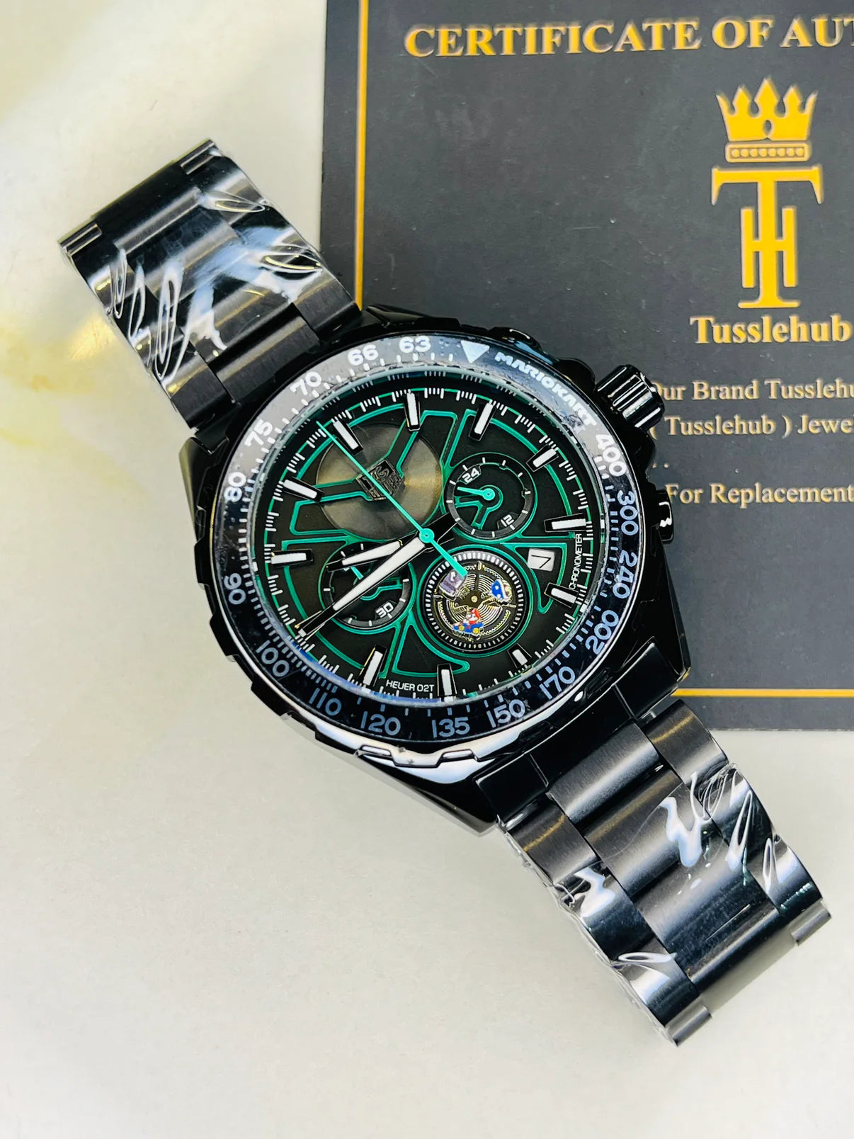 Tag Heur Black Green Chronograph Watch