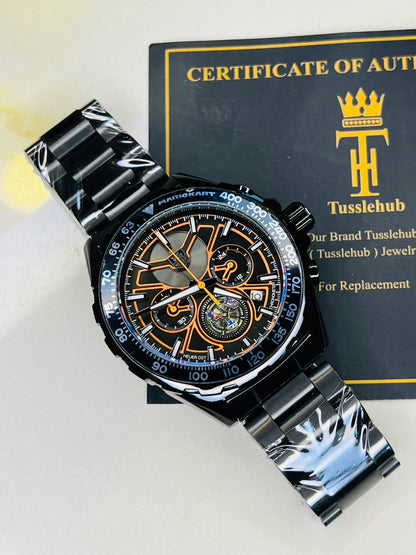 Tag Heur Black Orange Chronograph Watch