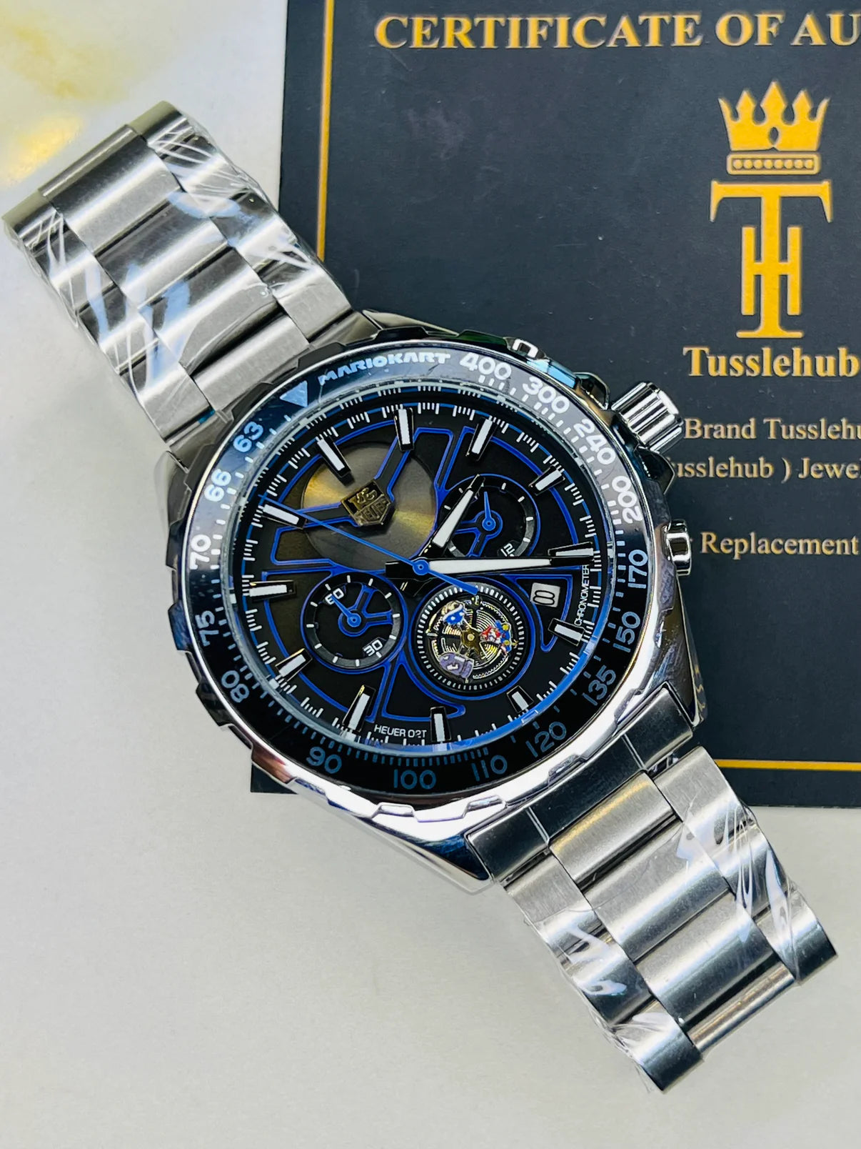 Tag Heur Silver Blue Chronograph Watch
