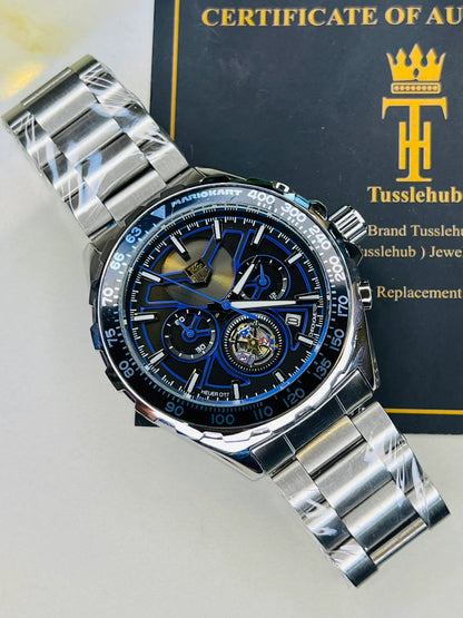 Tag Heur Silver Blue Chronograph Watch