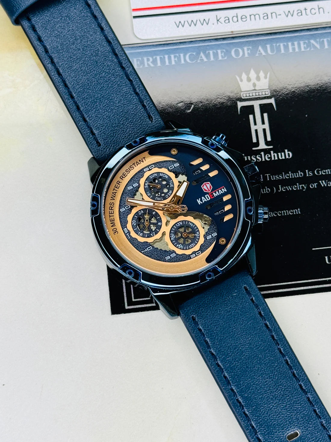 Kademan Tungsten Blue Chronograph Watch