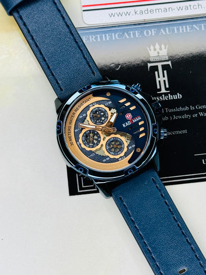 Kademan Tungsten Blue Chronograph Watch