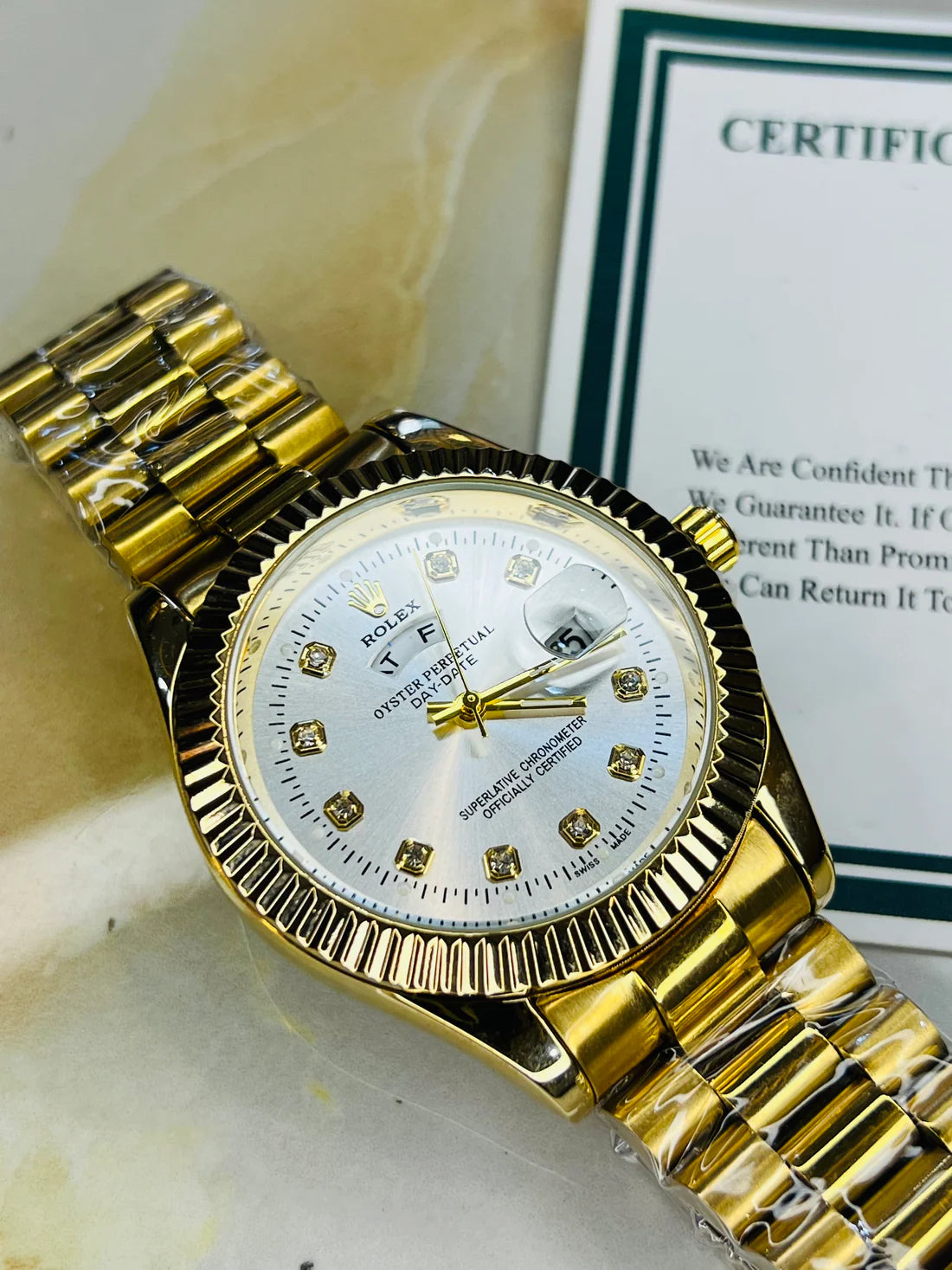 Premium Day Date All Gold White Dial Watch