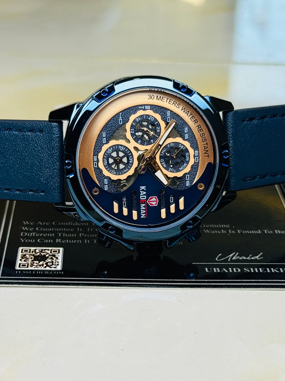 Kademan Tungsten Blue Chronograph Watch
