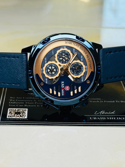 Kademan Tungsten Blue Chronograph Watch