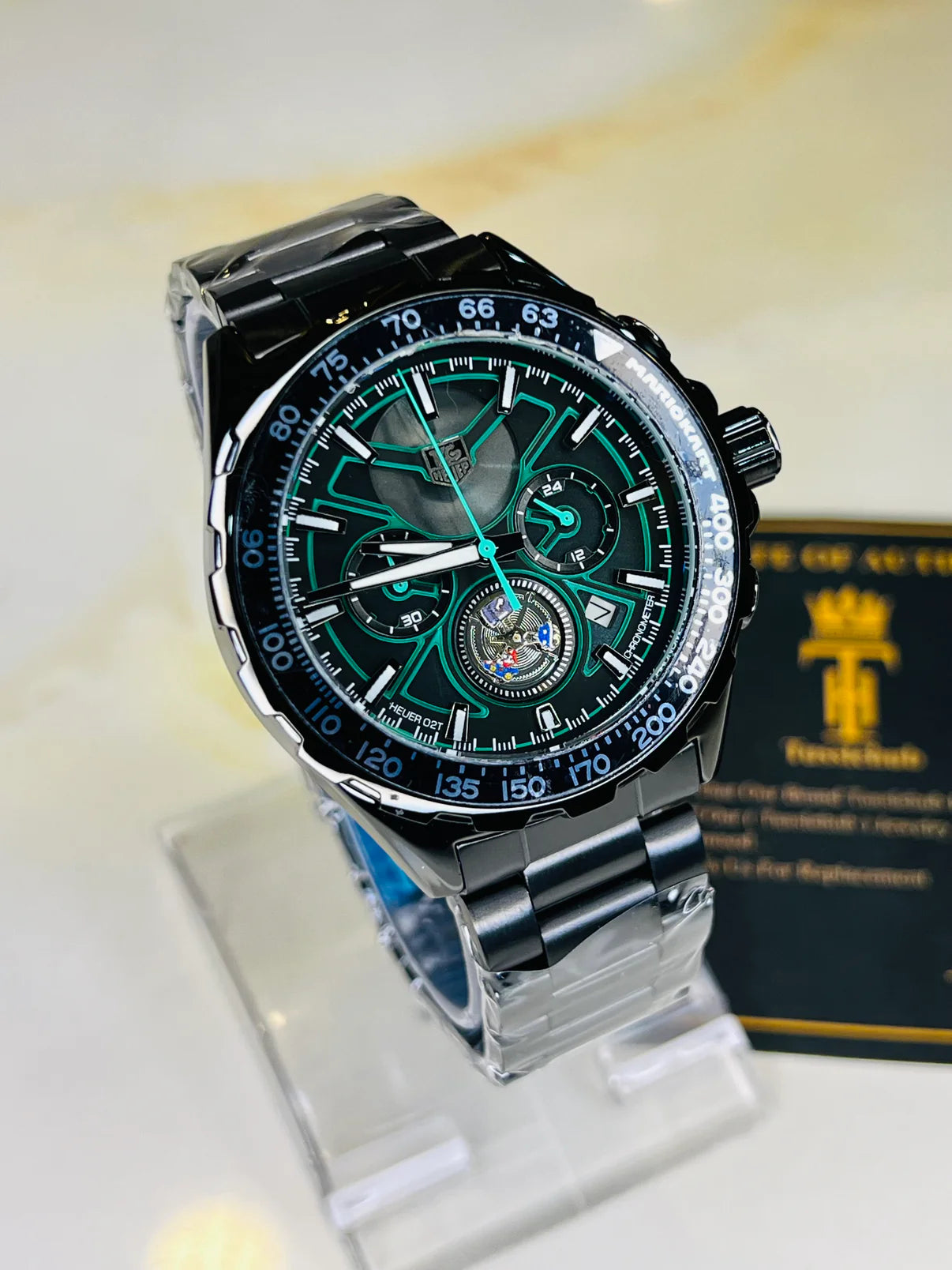 Tag Heur Black Green Chronograph Watch