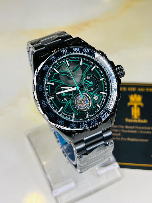 Tag Heur Black Green Chronograph Watch
