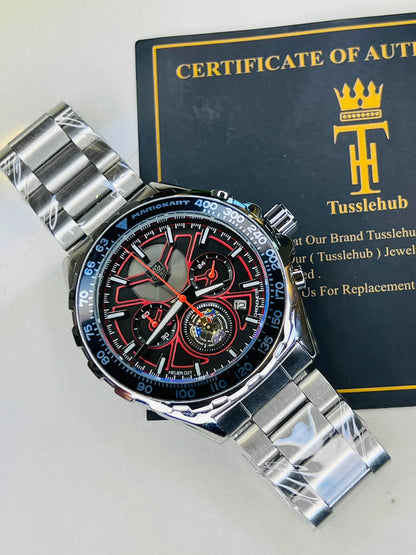 Tag Heur Silver Red Chronograph Watch