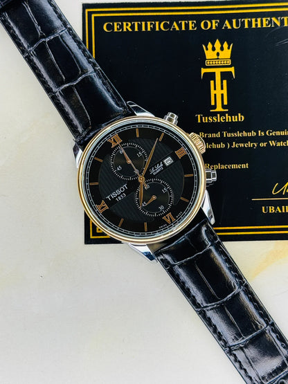 Black Leather Chronograph Dial Tissot Watch