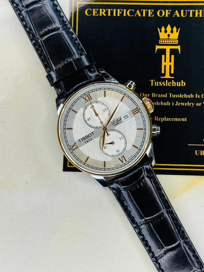 Black Leather Chronograph Dial Tissot Watch